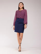 Geometric Print Top - Purple