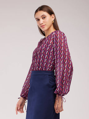 Geometric Print Top - Purple