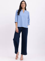 Cotton Checkered Top - Blue And White