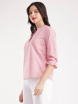 Cotton Striped Top - Red And White