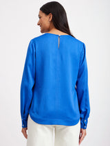 Satin Round Neck Top - Blue