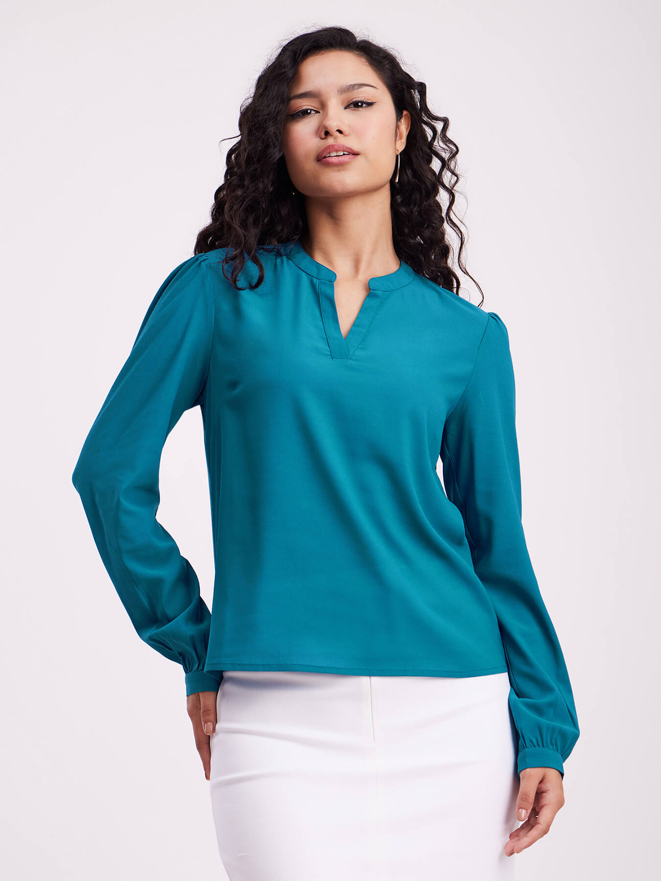 Gathered Sleeves Top - Teal