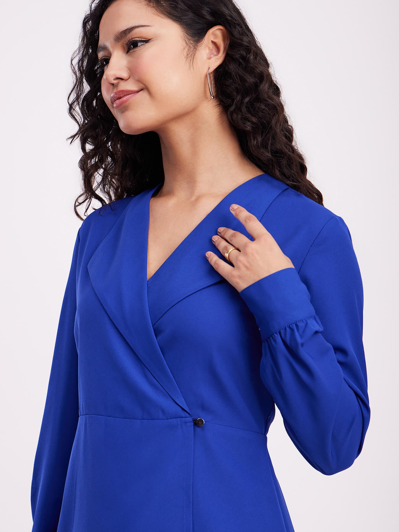 Collared Wrap Top - Royal Blue