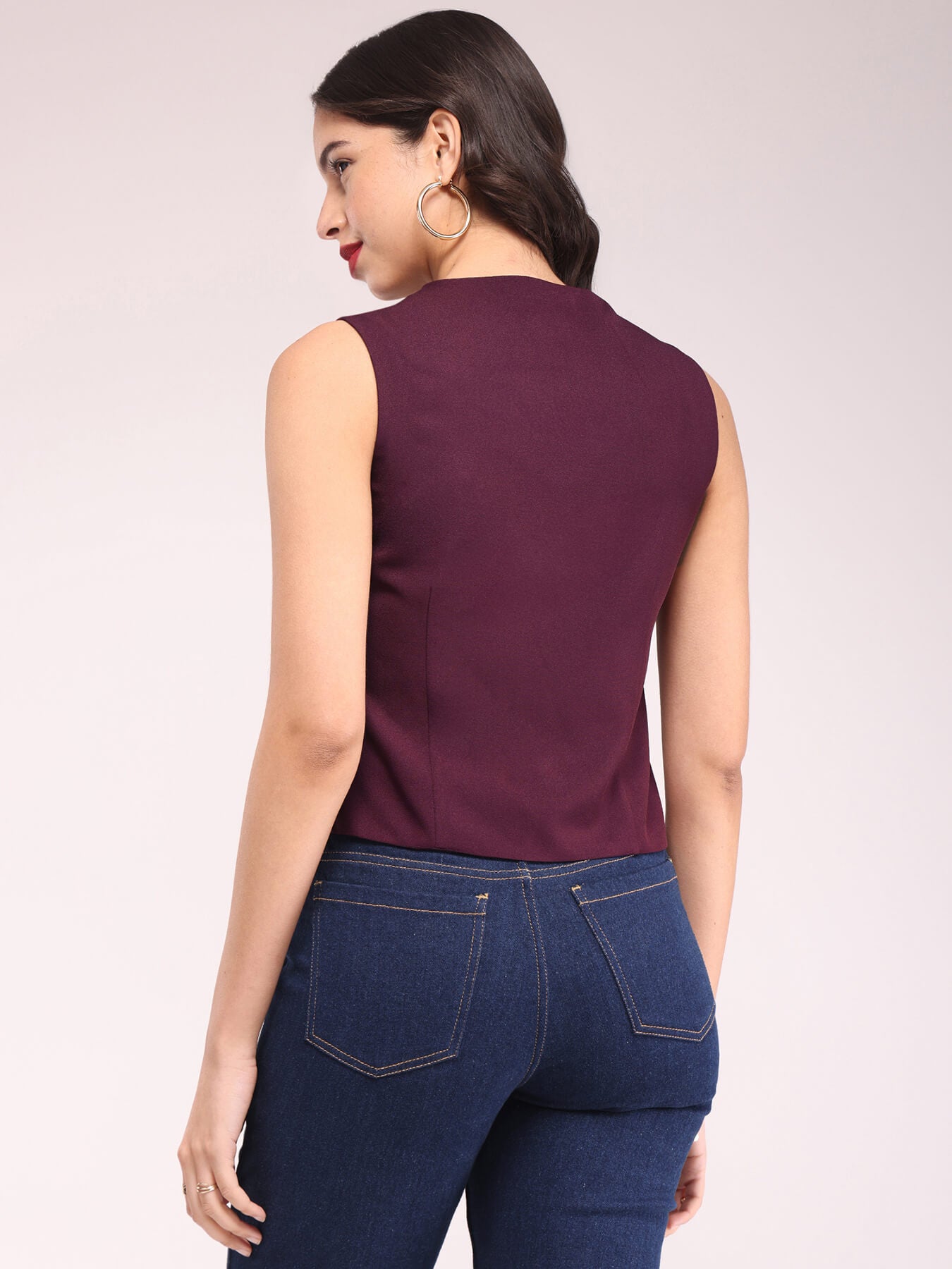 V-Neck Waistcoat - Wine