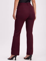 High Waist Pants - Maroon