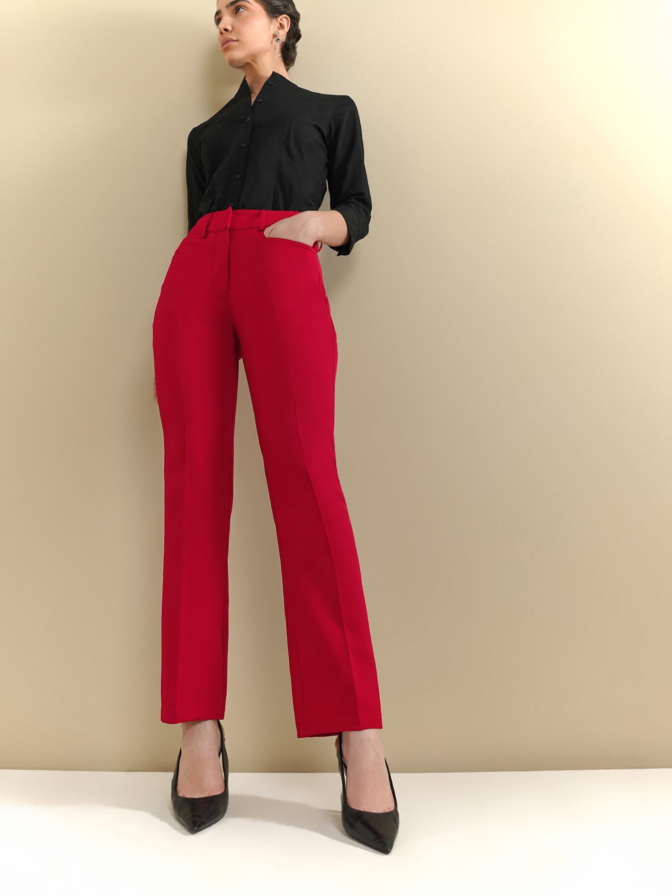 Bootcut Trousers - Red