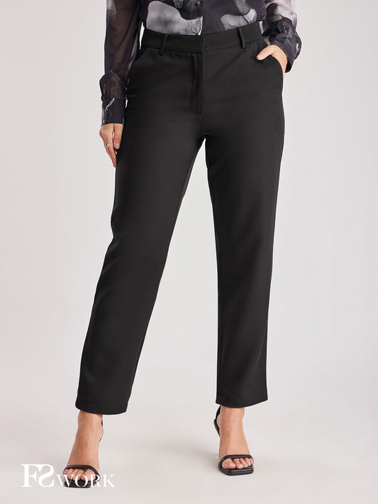 Straight Fit Trousers - Black