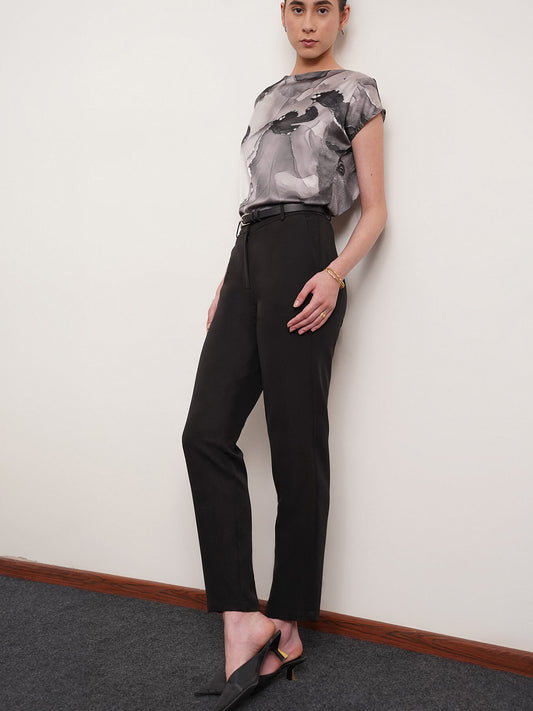 Straight Fit Trousers - Black