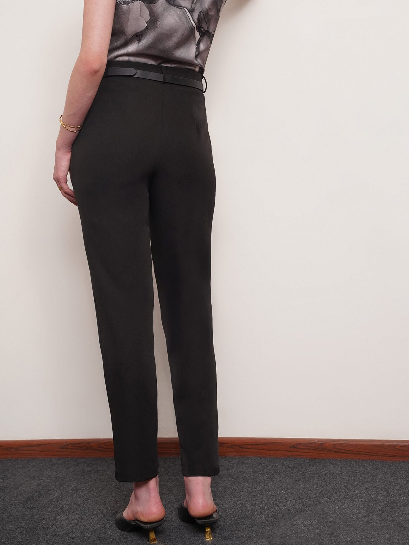 Straight Fit Trousers - Black
