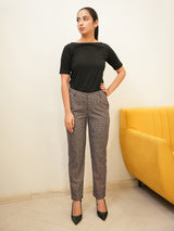 Cotton Straight Trousers - Brown and Black