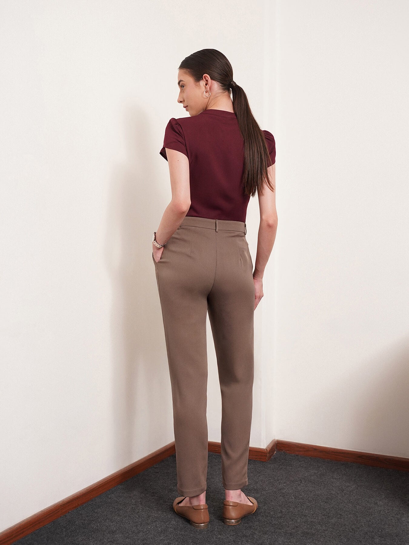 Straight Fit Trousers - Brown