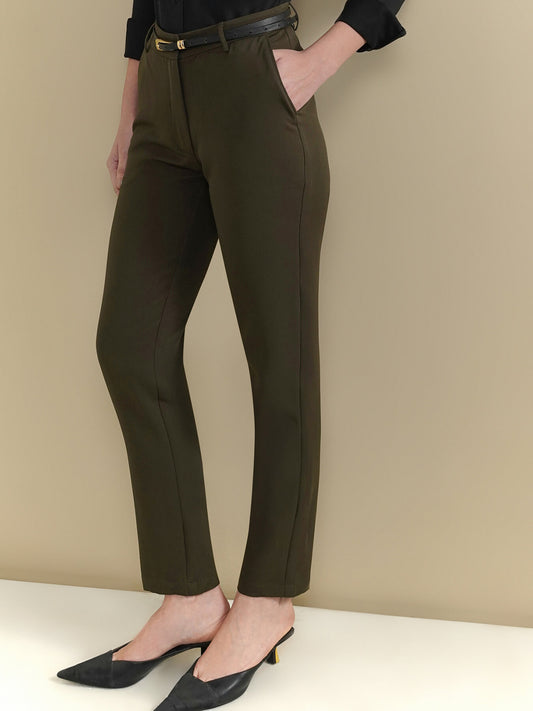 Straight Fit Trousers - Olive