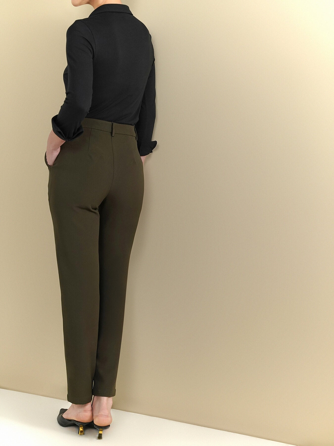 Straight Fit Trousers - Olive