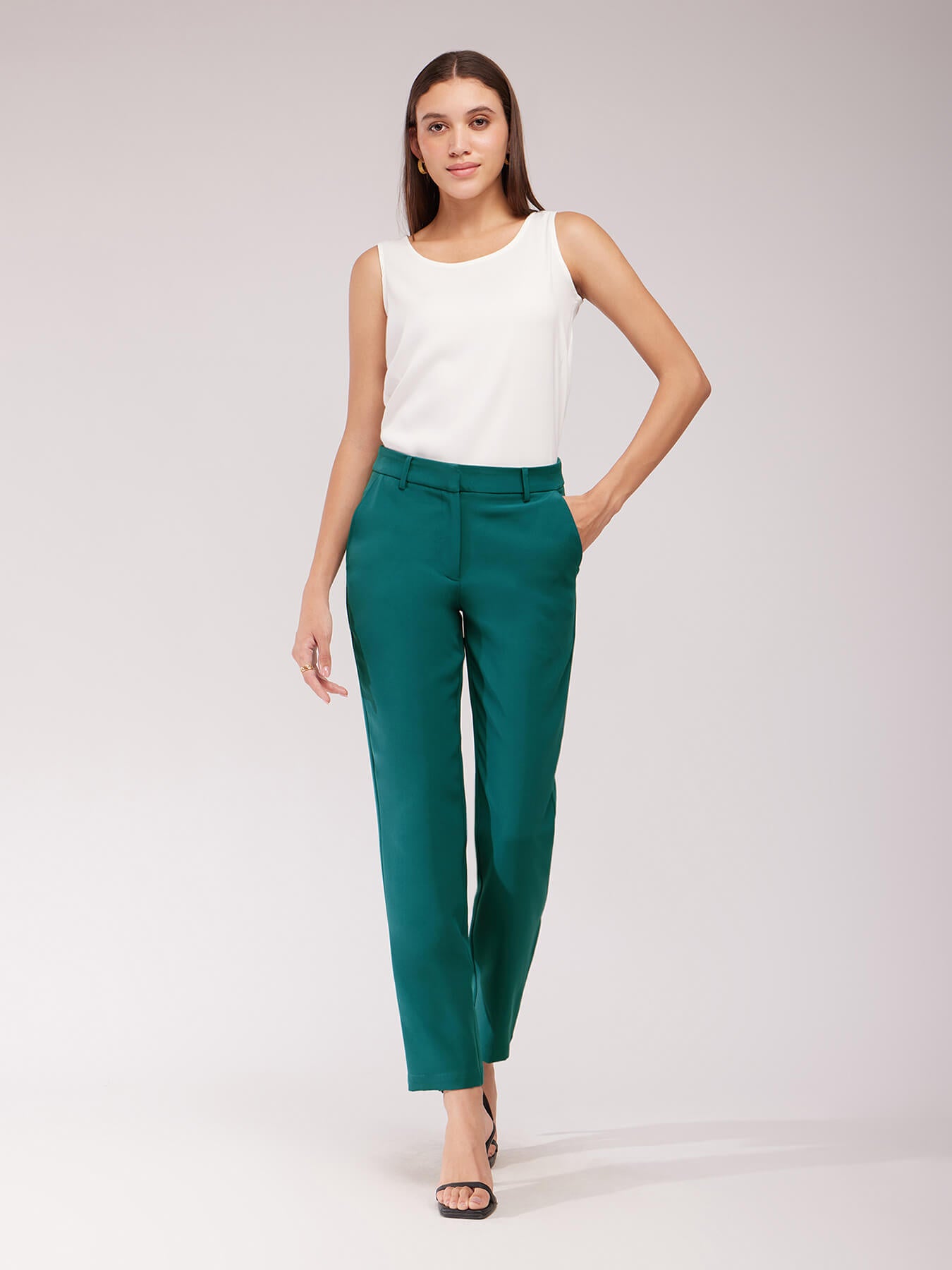 Straight Fit Trousers - Teal