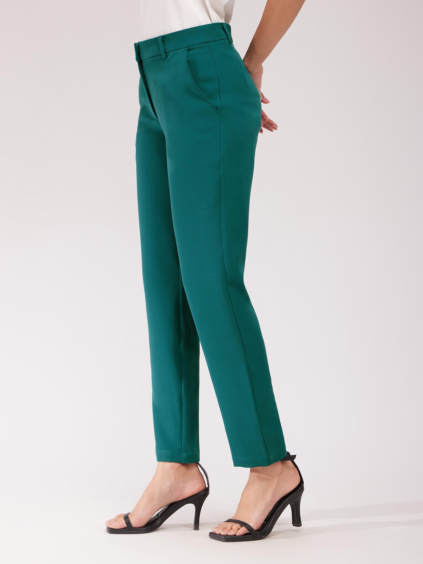 Straight Fit Trousers - Teal