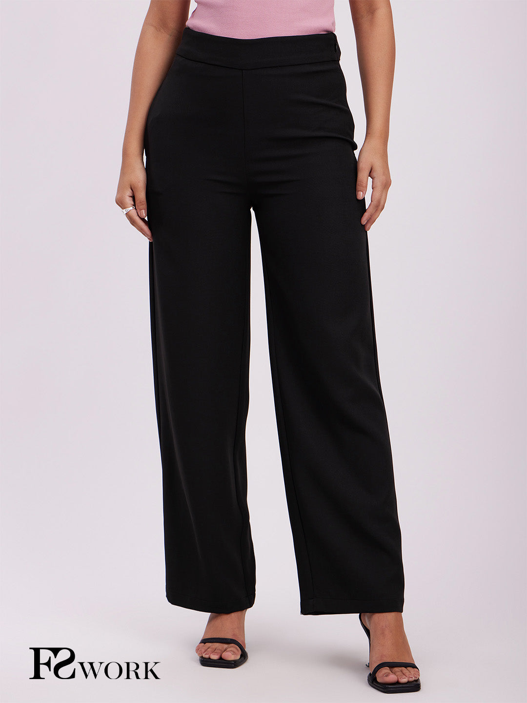 High Waist Wide Leg Trouserss - Black