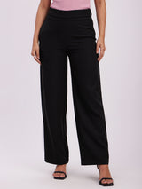 High Waist Wide Leg  Trousers - Black