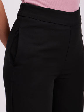 High Waist Wide Leg  Trousers - Black