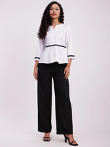 High Waist Wide Leg  Trousers - Black