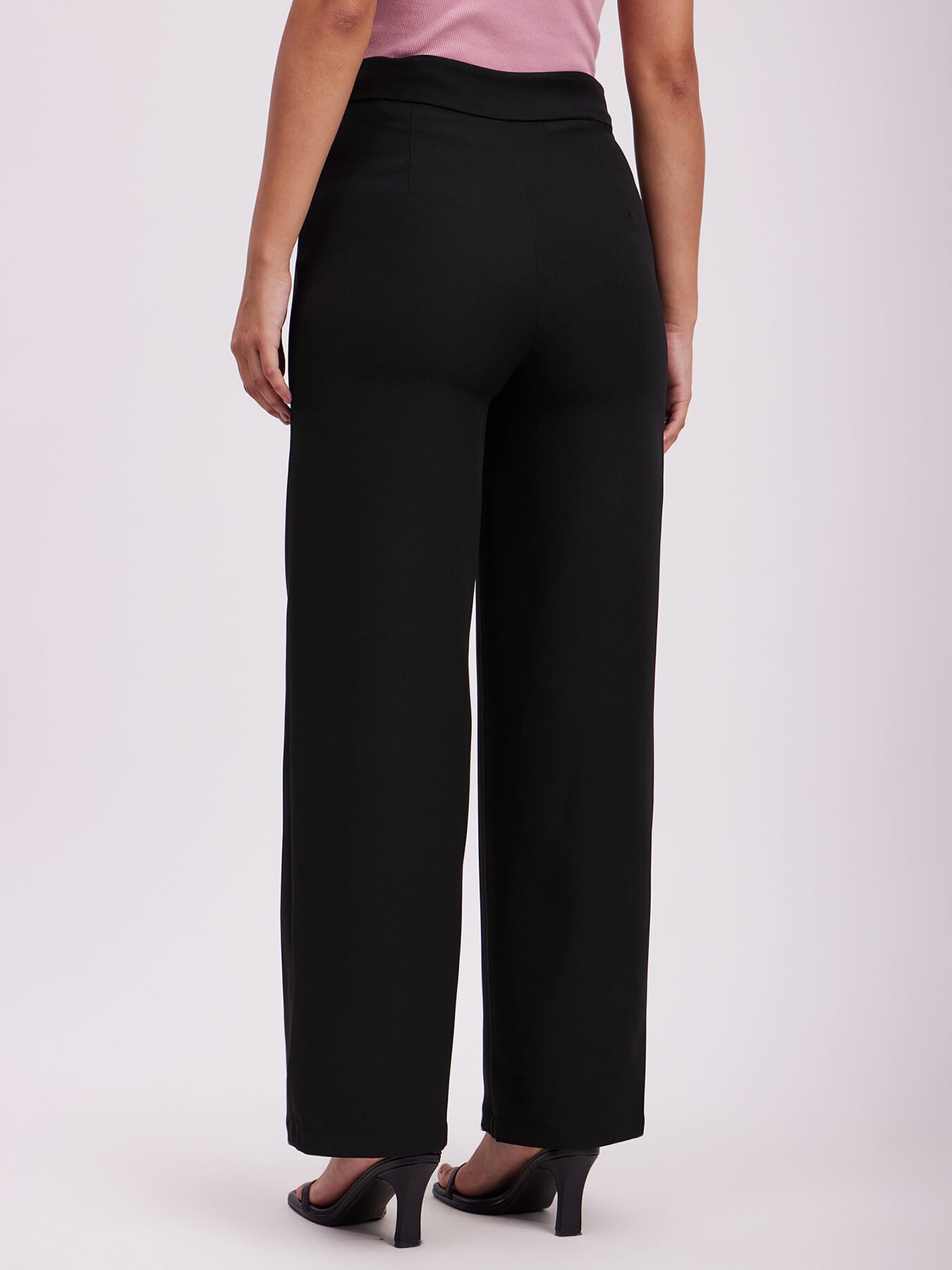 High Waist Wide Leg  Trousers - Black