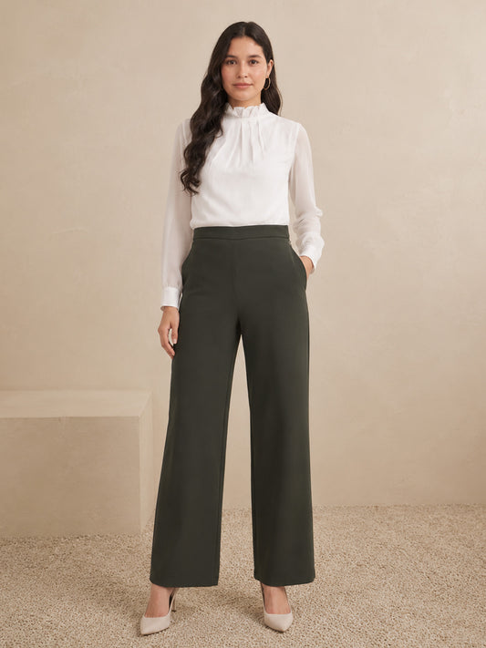 Wide Leg Pants - Olive