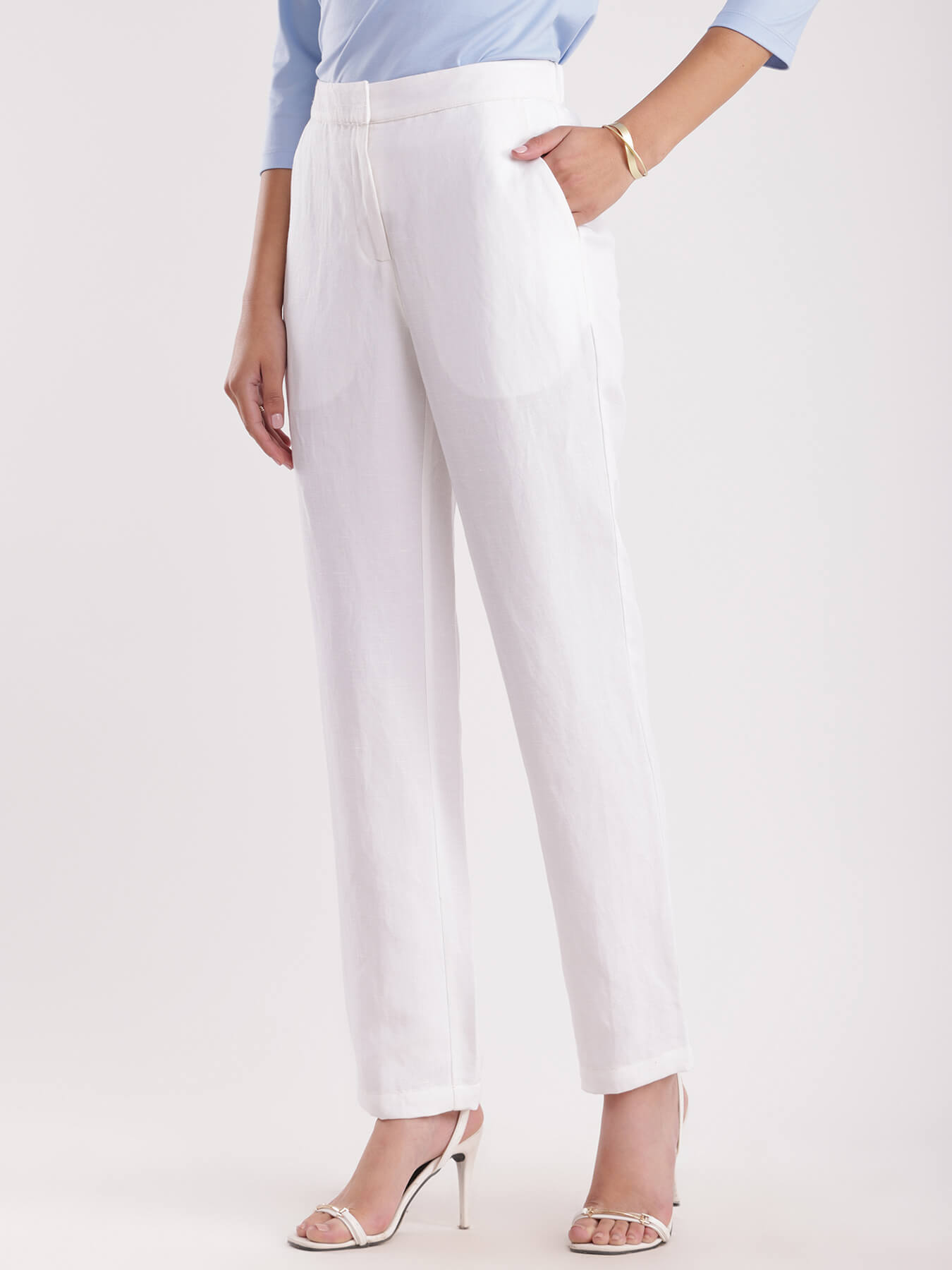 Linen Elasticated Trousers - White