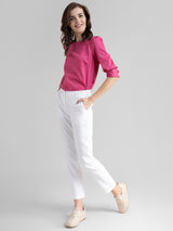 Linen Elasticated Trouser - White