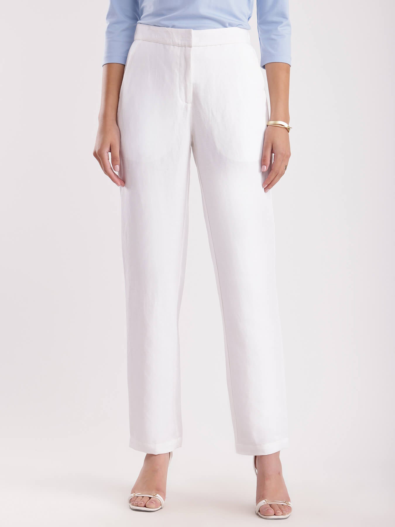 Linen Elasticated Trousers - White
