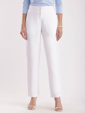 Linen Elasticated Trouser - White