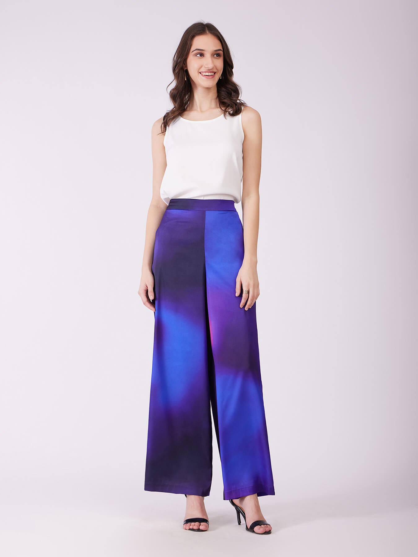 Satin Ombre Trousers - Electric Blue