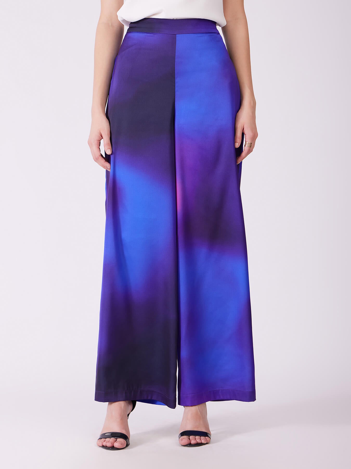 Satin Ombre Trousers - Electric Blue