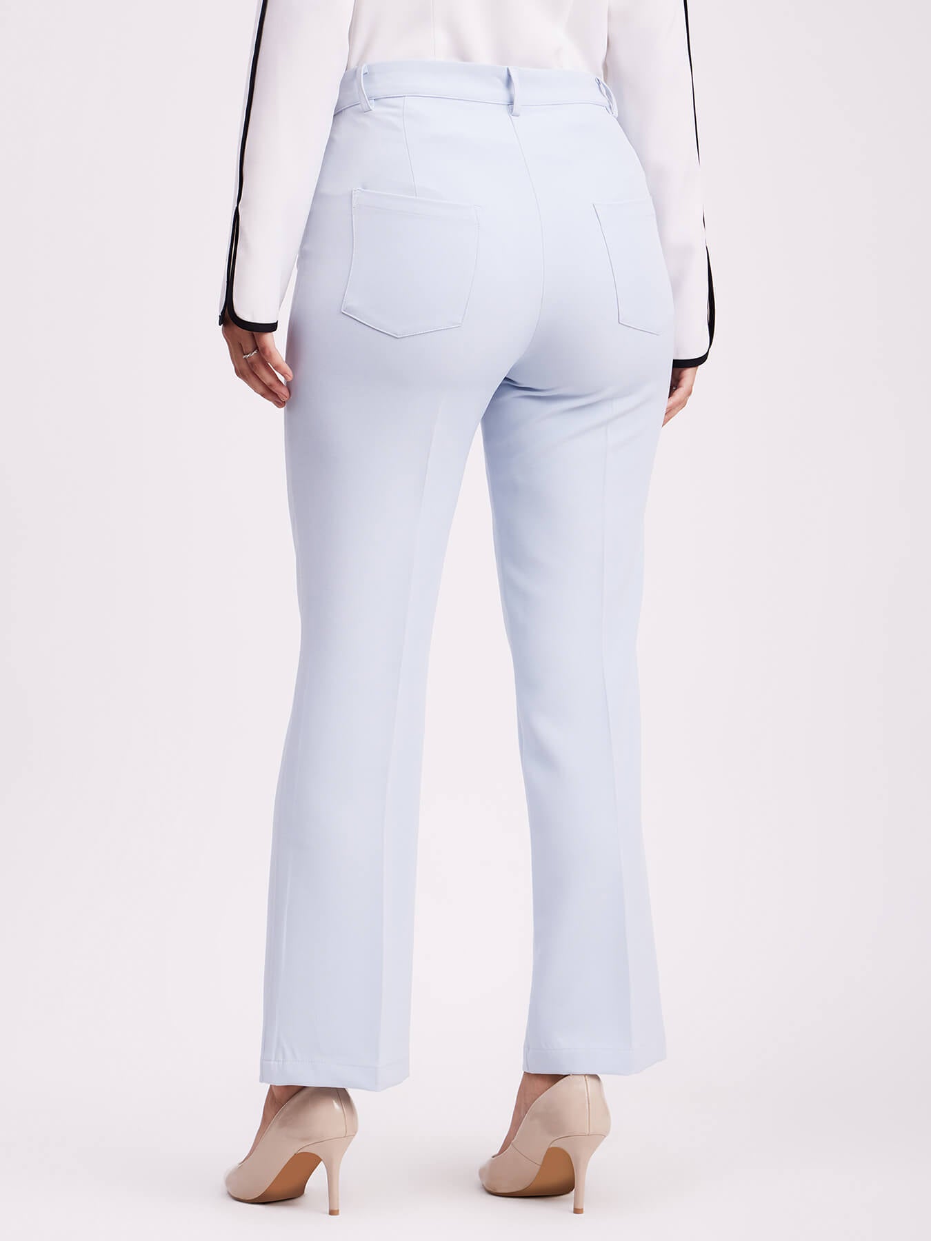 High Waist Bootcut Trousers - Light Blue