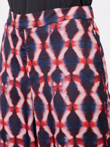 Satin Geometric Print Trousers - Multicolour