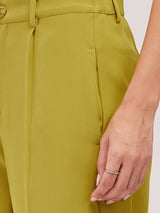 Single Pleat Wide Leg Trousers - Green