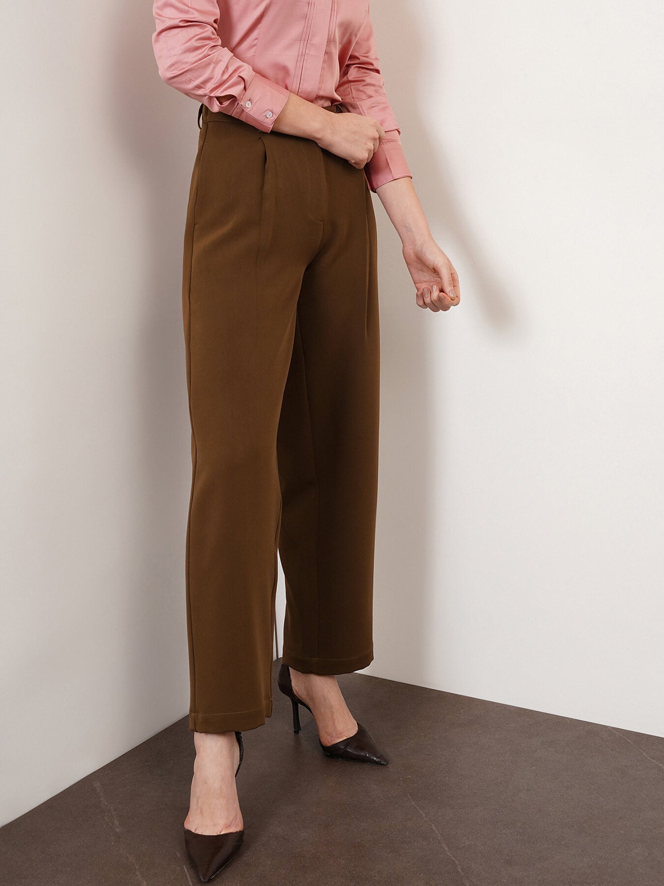 Wide Leg Trousers - Brown