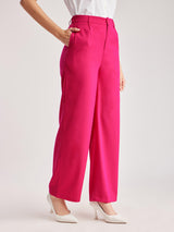 Wide Leg High Rise Trousers - Fuchsia