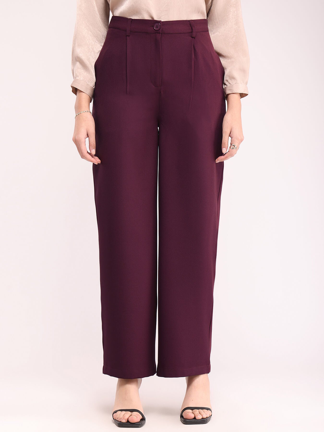 Wide Leg Trousers - Wine