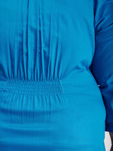 Cotton Shirt Dress - Royal Blue