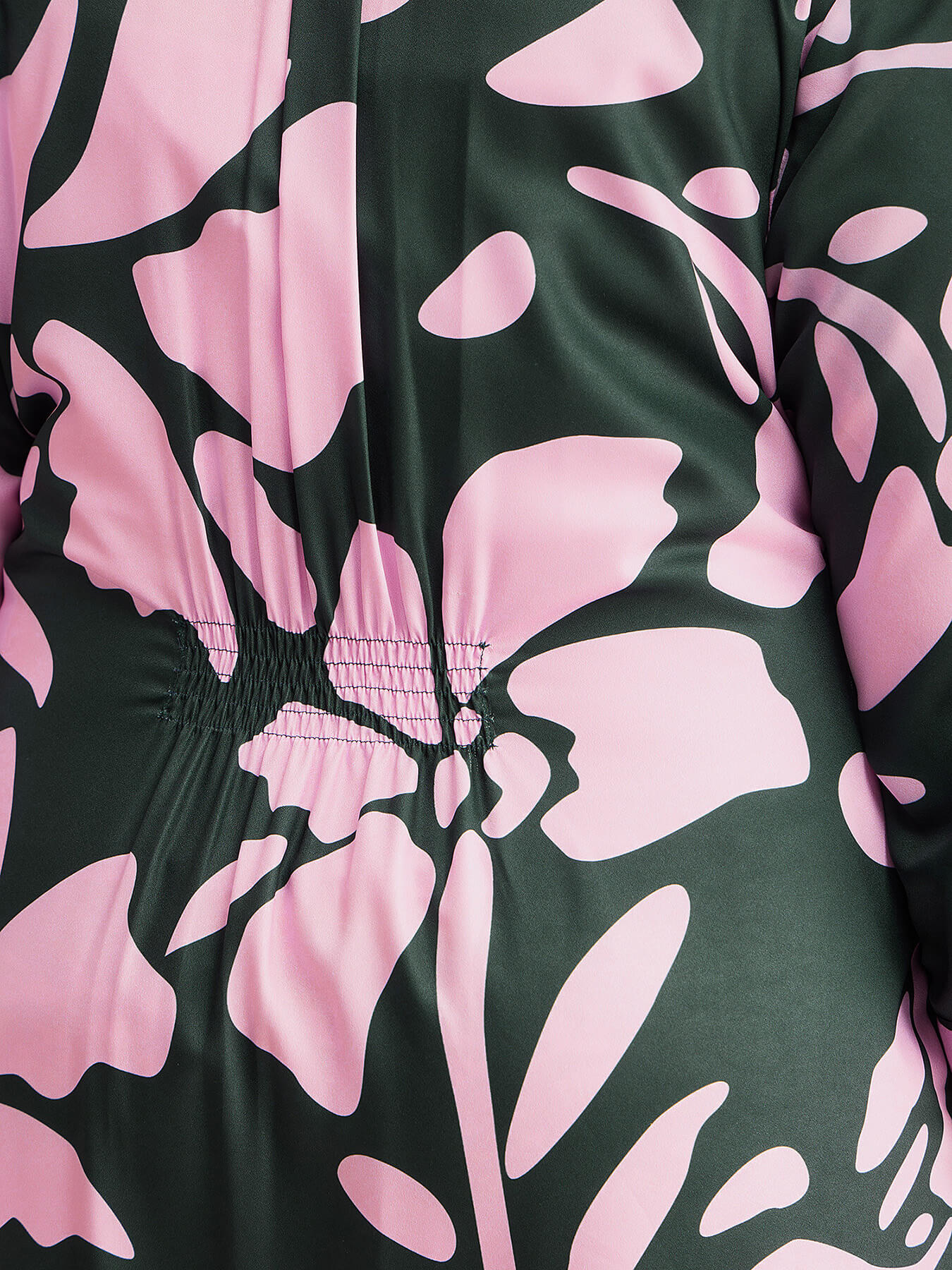 Floral Print Shirt Dress - Pink And Green
