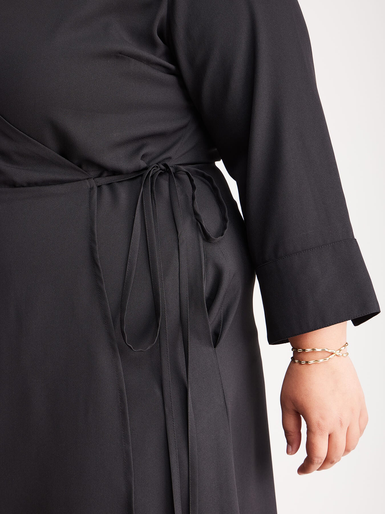 Solid Wrap Dress - Black