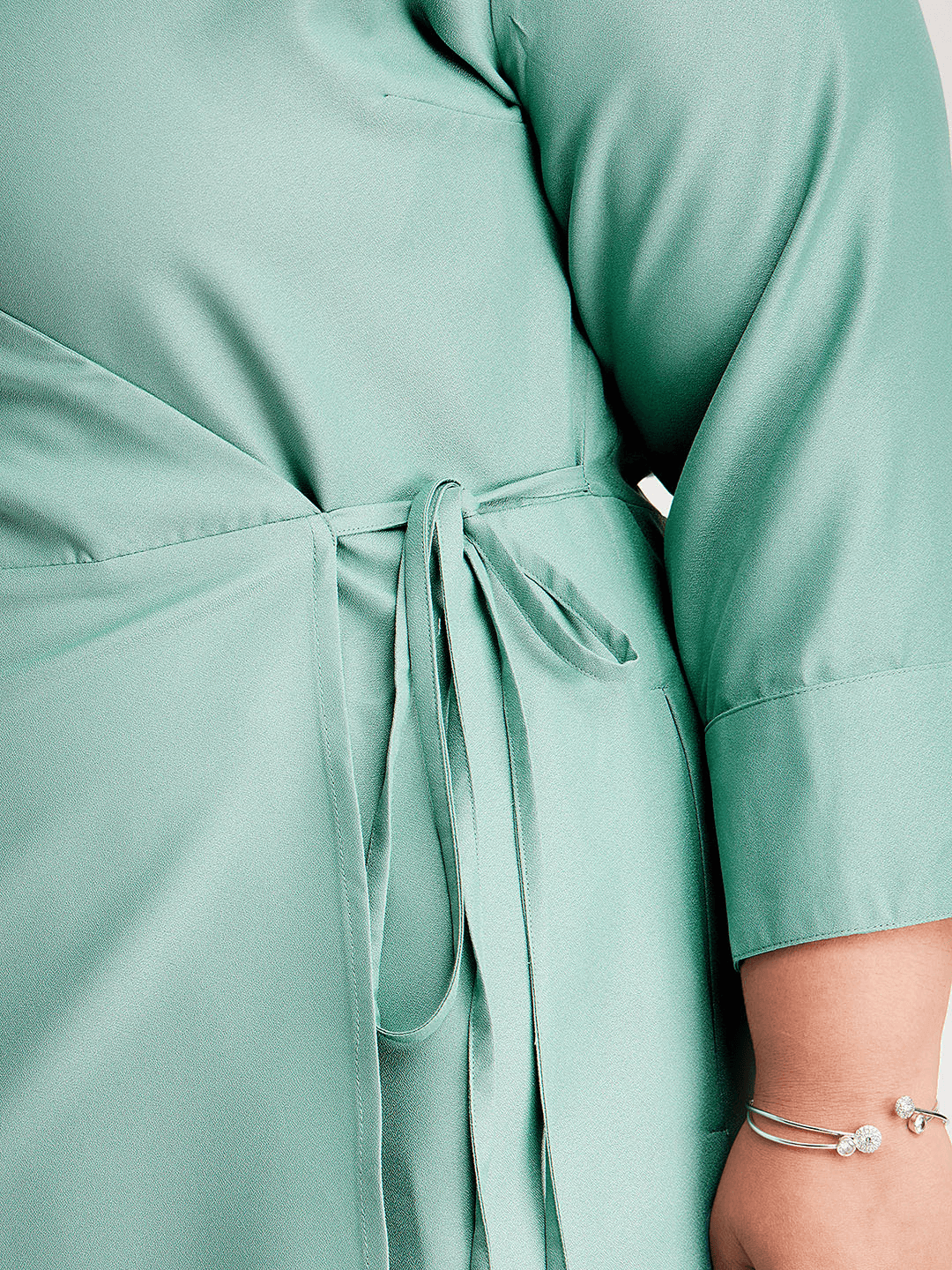 Solid Wrap Dress - Sap Green