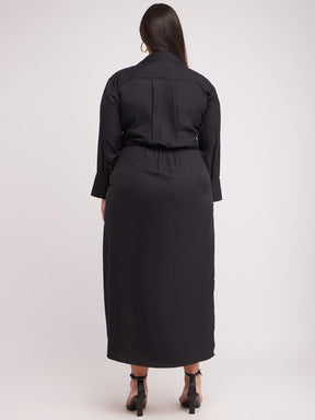 Solid Maxi Wrap Dress - Black