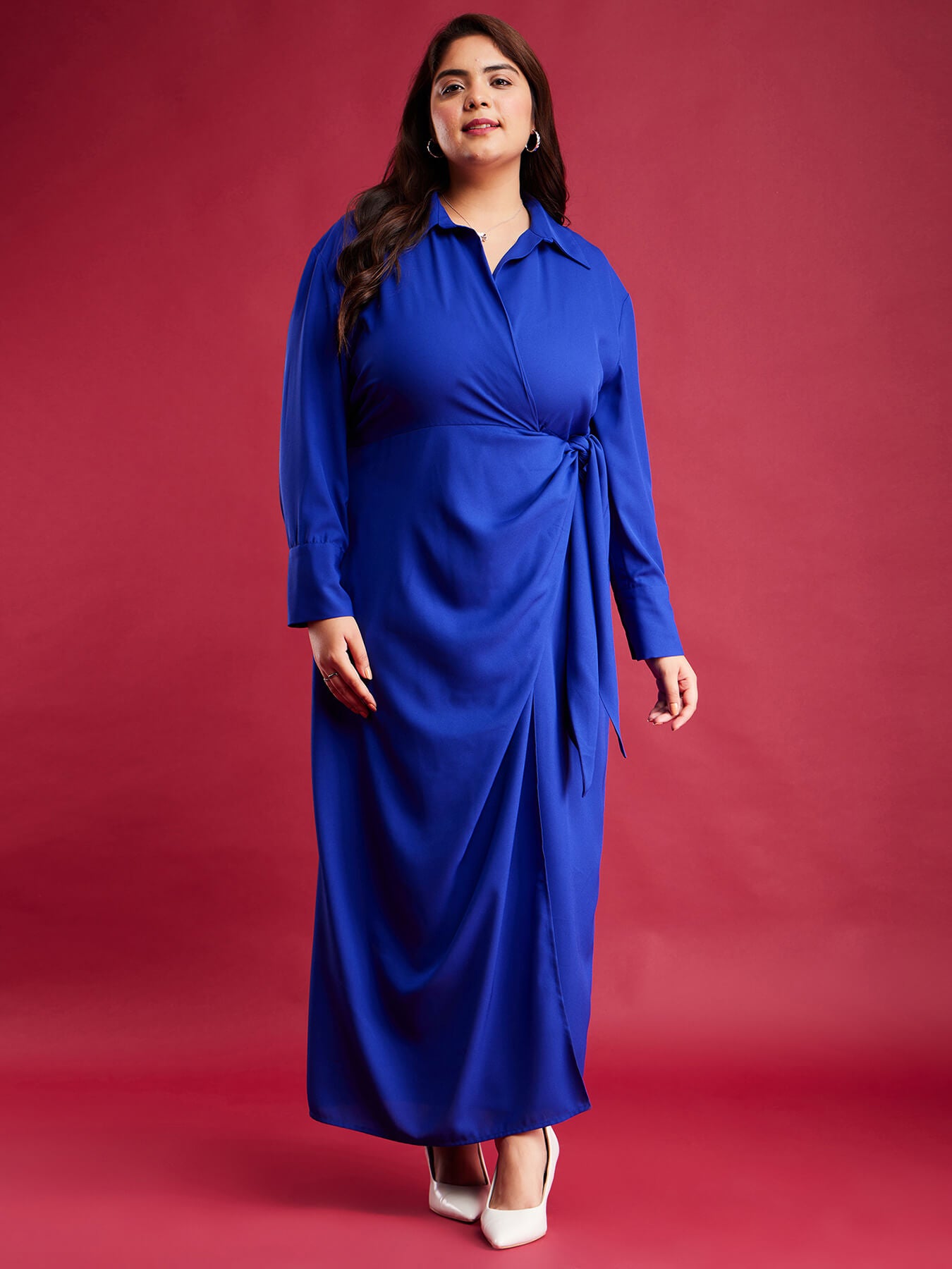 Solid Maxi Wrap Dress - Royal Blue