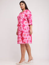 Floral Print Shift Dress - Pink