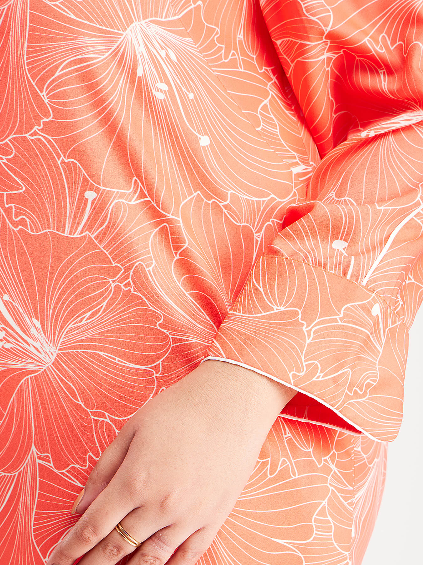 Drop Shoulder Shift Dress - Coral And Off White