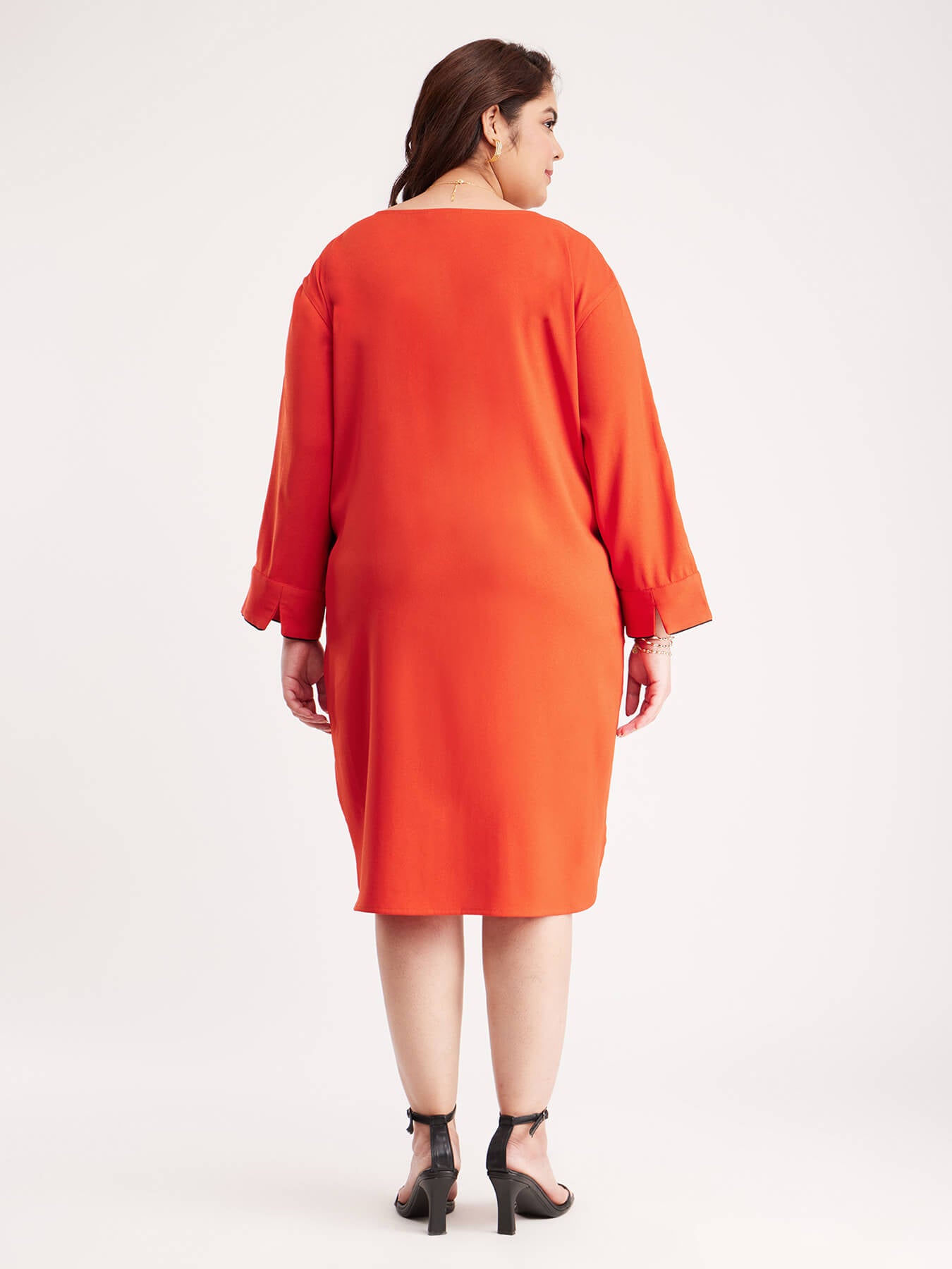 Drop Shoulder Shift Dress - Rust