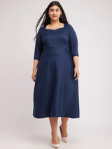 Fit And Flare Dress - Navy Blue