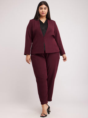 Open Front Blazer - Maroon