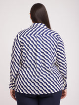 Geometric Print Shirt - Blue And White