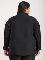 Satin Drop Shoulder Shirt - Black